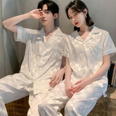 China Fashion QUICK DRY White Couples Quick Drying Soft And Comfortable Silk Family Pajamas Sets For Women for sale