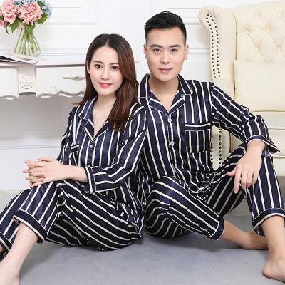 China QUICK DRY Couples Pajamas Matching Sets Adults Silk Quick Dry Comfortable Valentine Couples Pajamas Sets for sale