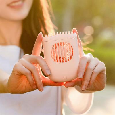 China Hotel Mini Small Size Neck Hanger Personal Portable Rechargeable Leafless Cool Handheld Hanging Fan For Neck for sale