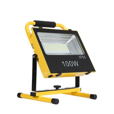 China Portable Outdoor Yellow 100w Rechargeable Garden Square Led Floodlight for sale