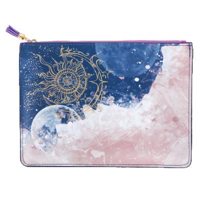 China Custom CMYK Printing PU Bag Pencil Case School Pencil Zipper Bag With Small Tassel For Students Kids for sale