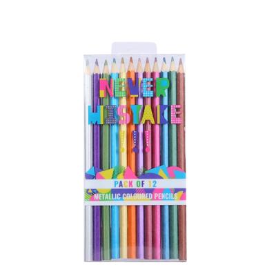 China Customizable Eco-friendly Wooden Colorful Hexagon Pencil Barrel Pen And Color Barrel Staples Ballpoint Pen Sets for sale