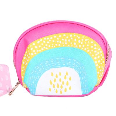 China Schools & Offices Shape Rainbow Custom Print Kawaii PU Kids Pencil Cases Bag With Zipper for sale