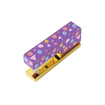 China Modern Custom Printing Office Metal Rose Hot Gold Stapler Stationery Stapler In Colorful Box for sale