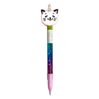 China office & School Pen Factory Kawaii Good Quality Plastic Ballpoint Pen With Liquid And Oil Unicorn Design for sale