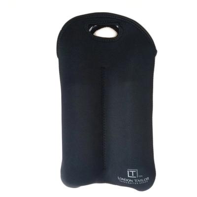 China Wholesale Custom Neoprene Double Wine Bottle Shockproof Insulated Thermal Cooler Tote Carrier Bag Waterproof for sale