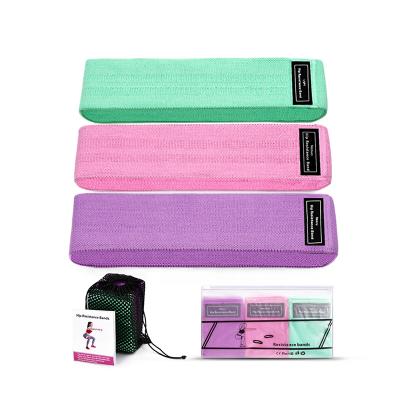 China Durable Custom Logo Exercise Fitness Hip Loop Booty Resistance Bands Set Printed Non-Slip Elastic Fabric for sale