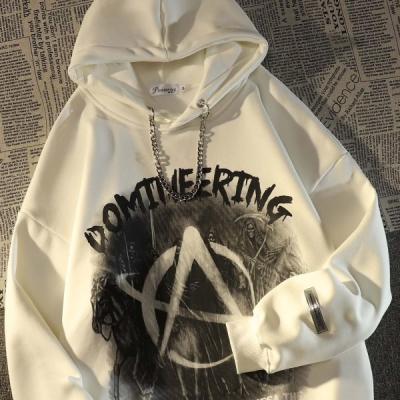 China 2021 New Anti-wrinkle Large Print High Quality Men's Hooded Sweatshirt Drawstring Pullover for sale