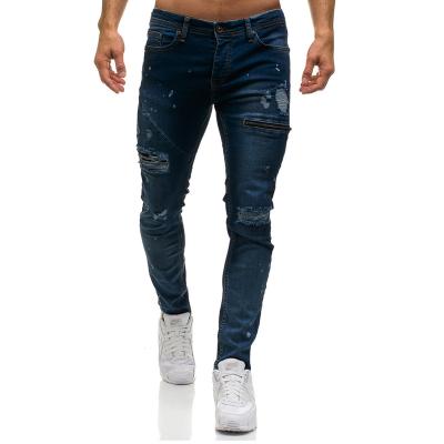 China Wholesale Soft Breathable Big Tapered Breathable Pants Men's Perforated Spring Cotton Jeans for sale