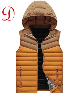 China Waterproof 2021 New Winter Men's Comfortable Sleeveless Coat Color Matching Outdoor Hooded Vest for sale