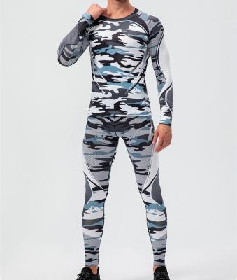 China Autumn Breathable Custom Men's Long Sleeve Sports Top Sublimation Print Fitness Training Suit Sweatsuit for sale