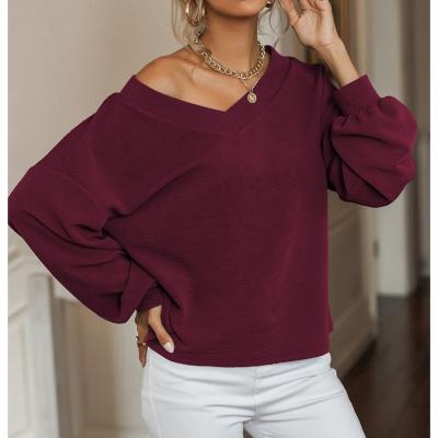 China Wholesale New V-Neckline Loose Lazy Style Sweater Anti-wrinkle OEM Autumn Sweater Upper Based Women for sale