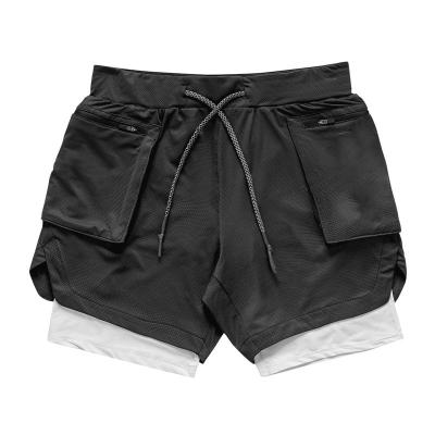 China Anti-Wrinkle OEM Custom Logo Vacuum 2 In 1 Lined Athletic Sports Shorts Mesh Jogger Mens Running Shorts for sale