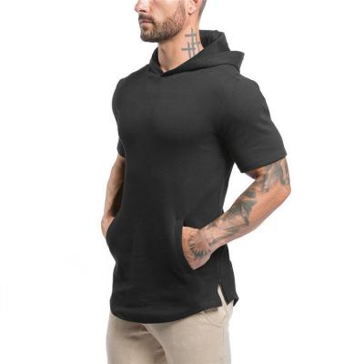 China Anti-pilling Men's Fitness Training Sports Casual Hooded Neck Short Sleeve Running Hoodie for sale