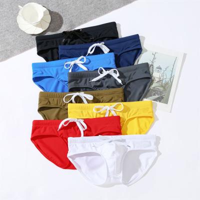 China 2023 Summer Swimwear Custom Drawstring Sexy Waterproof Breathable Waterproof Beachwear Briefs Bikini Bathing Men's Swimwear for sale