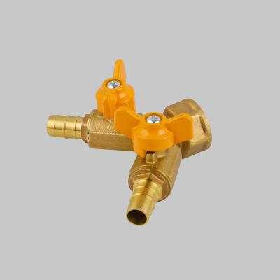 China Home Kitchen Double-Fork Male Thread Brass Gas Valve for sale