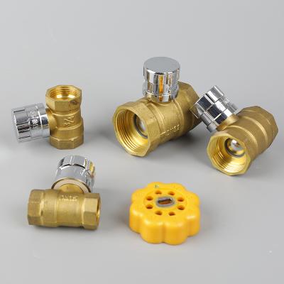 China Home Kitchen DN15 To ND25 Brass Magnetic Lockable Water Ball Valve With Lock Accept OEM for sale