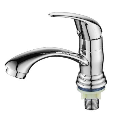 China Faucets China Factory Chrome Bathroom Sink Faucet Metered Deck Mounted Zinc Single Cold Faucet for sale