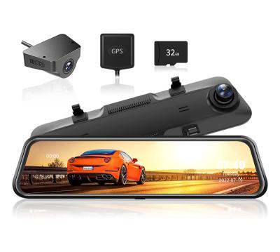 China Wolfbox G840H Waterproof 12 Inch Rush Cam Dual Lens Gps Mirror Dash Cam 2.5K+1080P Rear Dash Cam for sale