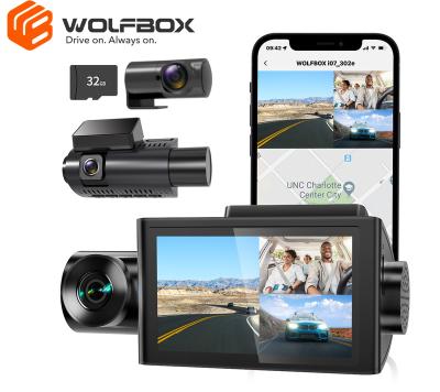 China NIGHT VISION WOLFBOX i07 Dash Cam, 3 Channel Dash Cam Built in WiFi GPS, 4K+1080P Dash Camera Front and Inside for sale