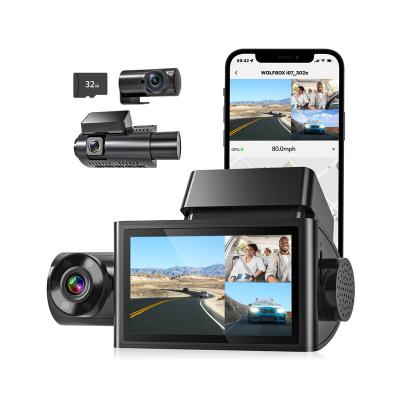 China NIGHT VISION Wolfbox Car Dash Camera 4k Front and Interior Car Camera Black Box 3 Channel 4k Dash Cam for sale