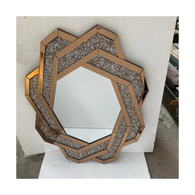 China Modern Home Wall Mirror Background Modern Home Decor Living Room Wall Stainless Steel Personality Creativity Decorative Mirror for sale