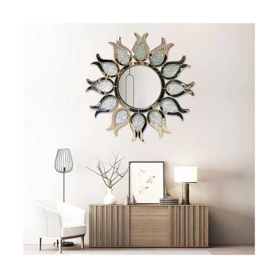 China Luxury Modern Household Light Wall Decor Crushed Diamonds Reflect Decorative Modern Circle For Living Room for sale