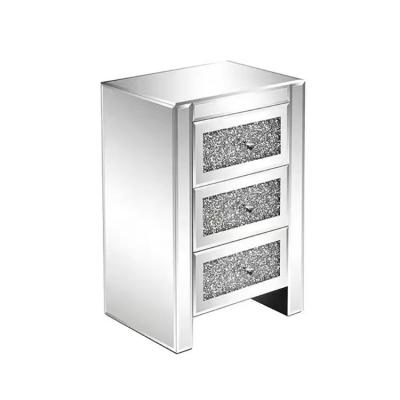 China New Style Adjustable Bedside Table Bedroom Furniture Modern Minimalist Silver Mirrored Wardrobe (Other) for sale