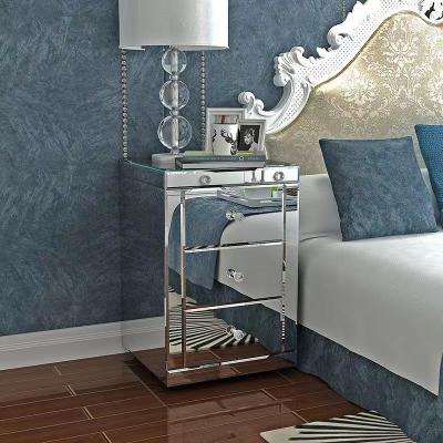 China (Others) 2022 New Bedroom Furniture 3 Drawer Adjustable Mirrored Nightstand for sale