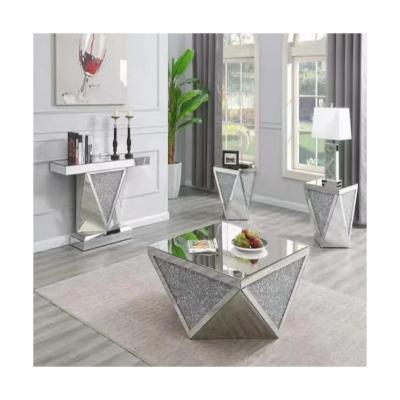 China Luxury Designer Hot Selling OEM Adjustable Contemporary Diamond Mirrored Coffee Table Coffee Table (Height) for sale