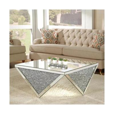 China (Size) Adjustable Modern Living Room Mirrored Furniture Luxury Silver Tempered Glass Coffee Table for sale