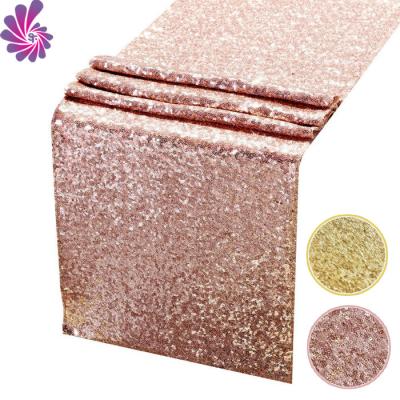 China Silver Glitter Sequin Table Runner Dining Table Runner For Party Supplies Birthday Wedding Engagement Bachelorette Bridal Shower C for sale