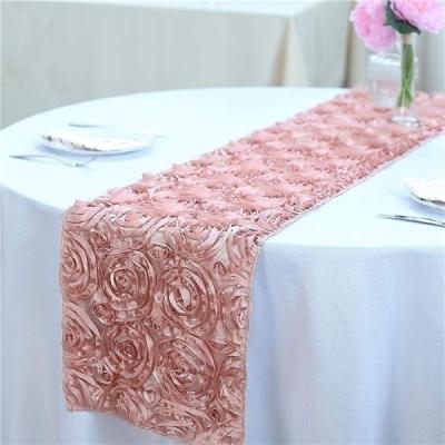 China Elegant jacquard floral satin rectangular Table Runner for wedding birthday party valentines Table Runner for sale