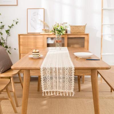 China Table Runner Bohemian Macrame White Bohemian Crochet with Tassels, Woven Lace Dining Table Decor for Wedding Party Bridal Home for sale