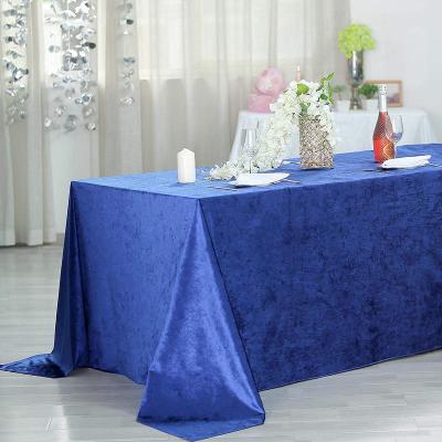 China Waterproof Royal Blue Rectangular Premium Velvet Tablecloth Wedding Party Kitchen Table Cloths Decorations Supplies for sale