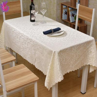 China 100% Puddle Proof Polyester Waterproof Jacquard Damask Restaurant Tablecloth for sale