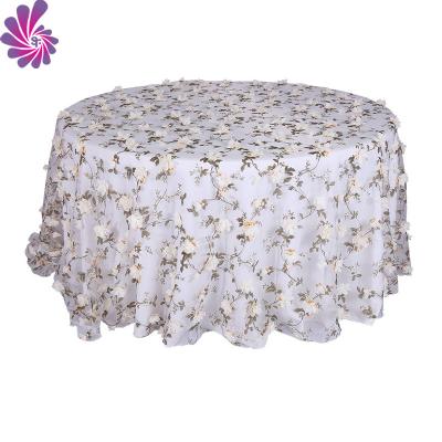 China Waterproof Organza Polyester Round Tablecloth For Wedding Party Banquet Decoration for sale