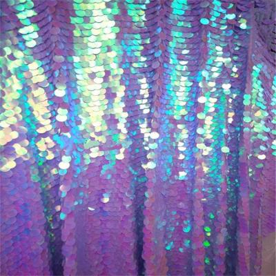 China Wrinkle Resistant Lager Fish Scale Sequin Fabric For Background Apparel Wedding Decoration for sale