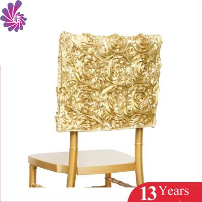 China Standard jacquard chiavari rosette chair cover for wedding banquet chair for sale