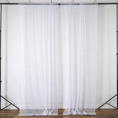 China Pure White Premium Fabric Floral Lace Curtain Backdrop for sale