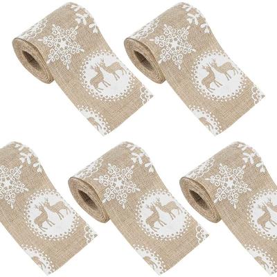 China Natural Christmas Burlap Ribbon Christmas Tree Ribbon Wired for Holiday Garland Gift Wrapping Crafts Fall Decoration for sale