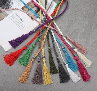 China Handmade Double Headed Silk Curtain Tassel Long Rope, Multicolor Tieback for Curtain Hanging Tassel, Women Tie Back Tassel Holder Belt for sale