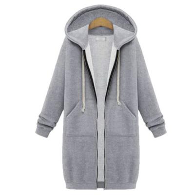 China Anti-pilling Solid Knitted Cotton Winter Full Zipper Up Plus Size Long Oversize Women's Hoodies Sweatshirt Dress for sale