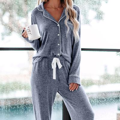 China Single Breasted Easy QUICK DRY Long Winter 3 in 1 Sleepwear Women's Pajamas Set Two Piece Designer Nightgown for sale