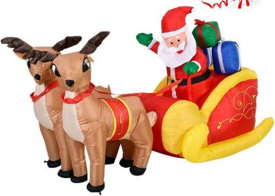 China Outdoor Waterproof Nylon Santa And Reindeer Inflatable With Sled Christmas Decoration for sale