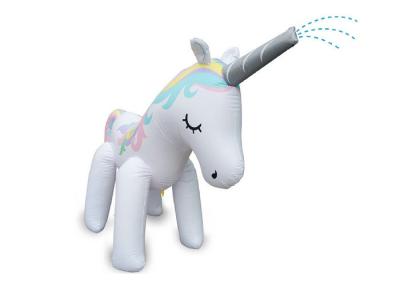 China Stock Sale Inflatable Water Spray Unicorn Cute White Rainbow Inflatable Giant Unicorn Doll for sale