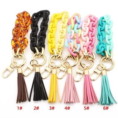 China New Product Lovely Hip Hop Style Acrylic Charm Bracelet Durable Simple Punk Tassel Key Chain Key Chain for sale