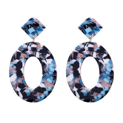 China Wholesale Decoration Pattern Geometry Retro Oval Shape Acetic Acid Acrylic Material Earring For Female Factory for sale