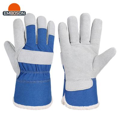 China Construction Wholesale Cow Split Winter Work Glove Working Gloves Leather Winter Work Glove for sale