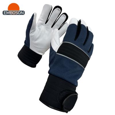 China DIY Tools Factory Price Stretch Cloth Back Neoprene Knuckle Goatskin Winter Glove for sale